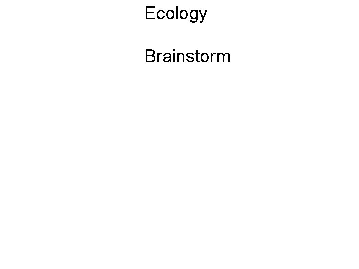 Ecology Brainstorm 
