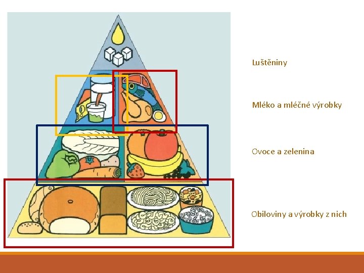 Luštěniny Mléko a mléčné výrobky Ovoce a zelenina Obiloviny a výrobky z nich 