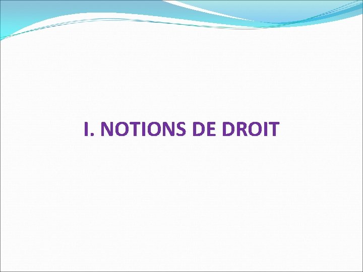 I. NOTIONS DE DROIT 