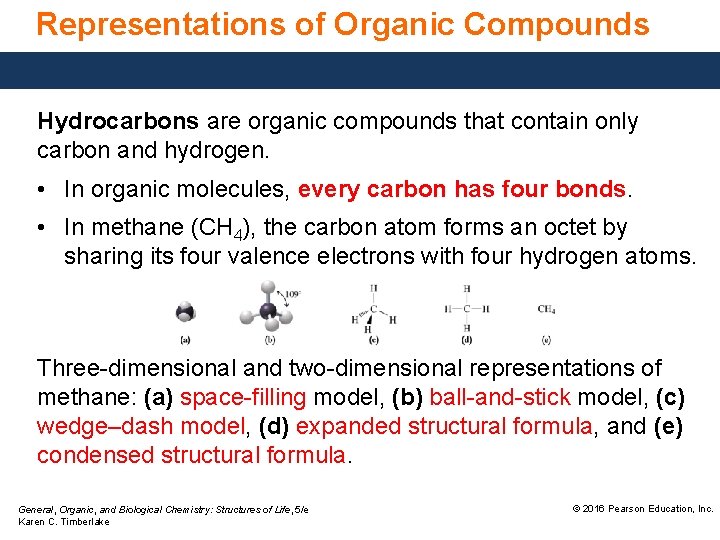 Representations of Organic Compounds Hydrocarbons are organic compounds that contain only carbon and hydrogen.