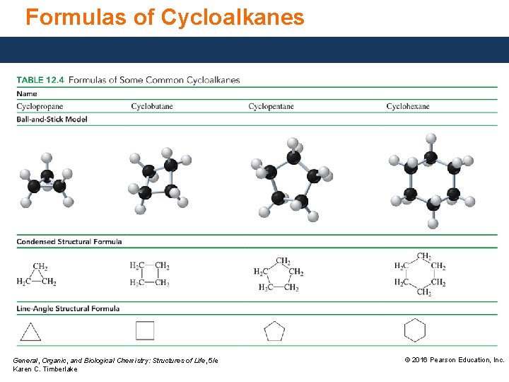 Formulas of Cycloalkanes General, Organic, and Biological Chemistry: Structures of Life, 5/e Karen C.