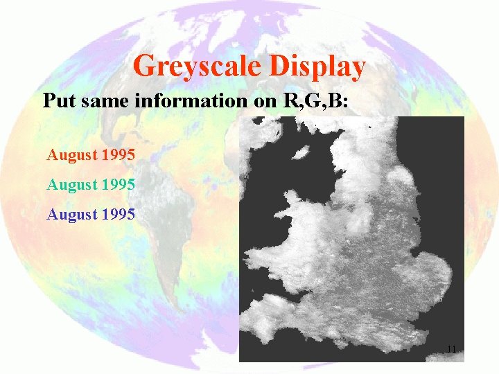 Greyscale Display Put same information on R, G, B: August 1995 11 