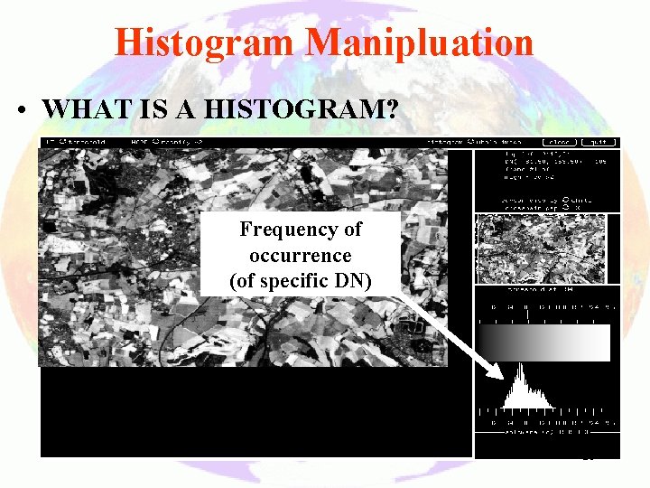 Histogram Manipluation • WHAT IS A HISTOGRAM? Frequency of occurrence (of specific DN) 21