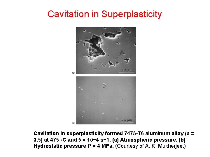 Cavitation in Superplasticity Cavitation in superplasticity formed 7475 -T 6 aluminum alloy (ε =