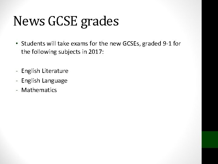 News GCSE grades • Students will take exams for the new GCSEs, graded 9