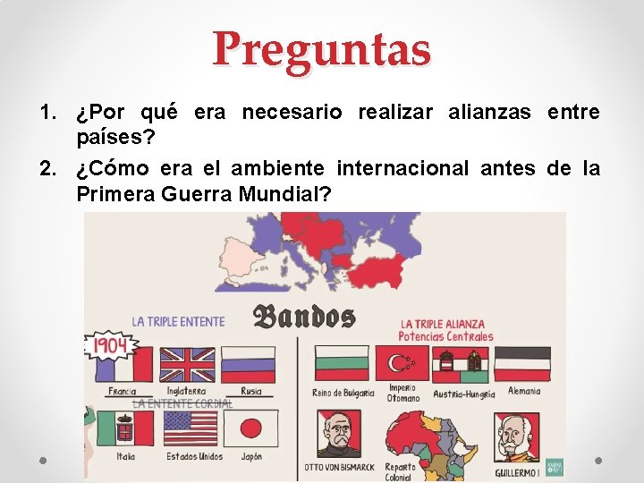Preguntas 1. ¿Por qué era necesario realizar alianzas entre países? 2. ¿Cómo era el