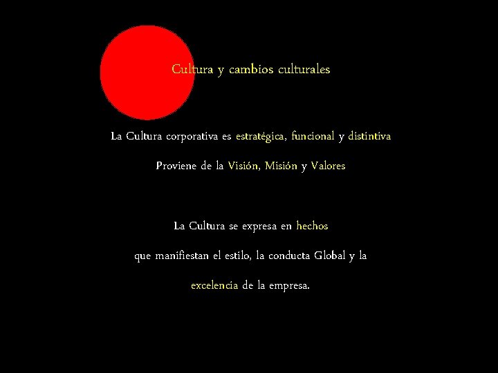 Cultura y cambios culturales La Cultura corporativa es estratégica, funcional y distintiva Proviene de