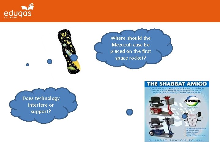 Where should the Mezuzah case be placed on the first space rocket? Does technology