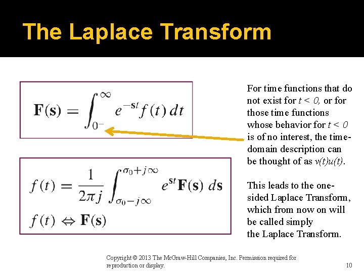 The Laplace Transform For time functions that do not exist for t < 0,