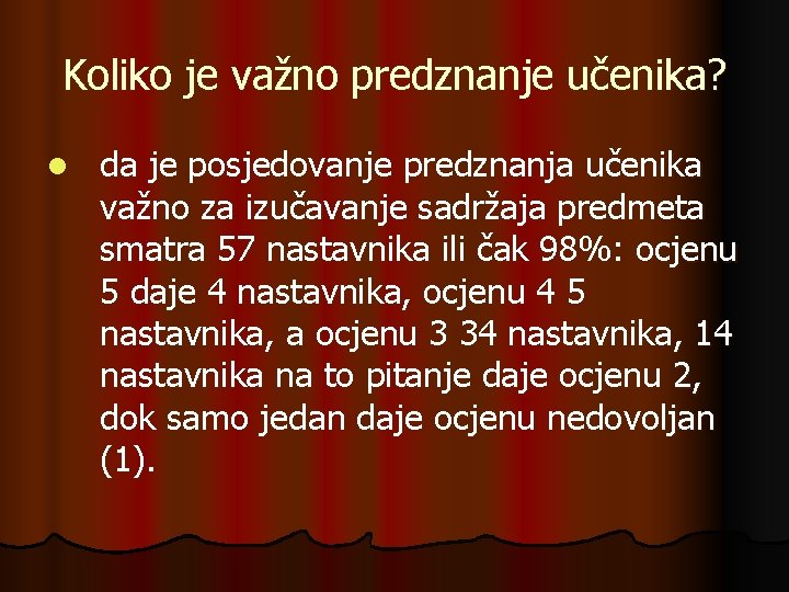 Koliko je važno predznanje učenika? l da je posjedovanje predznanja učenika važno za izučavanje Koliko je važno predznanje učenika? l da je posjedovanje predznanja učenika važno za izučavanje