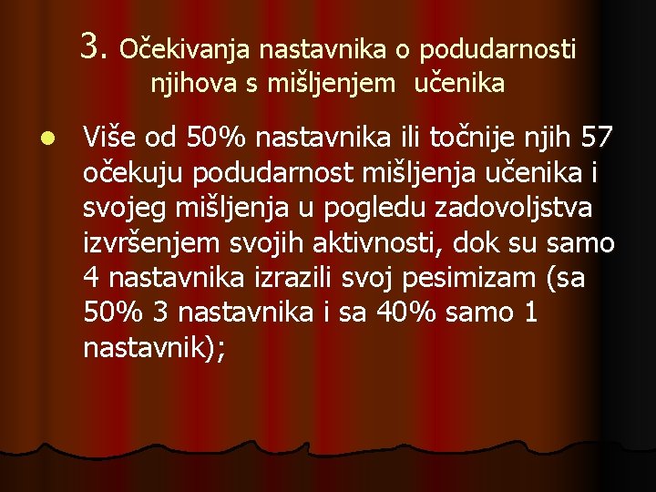 3. Očekivanja nastavnika o podudarnosti njihova s mišljenjem učenika l Više od 50% nastavnika