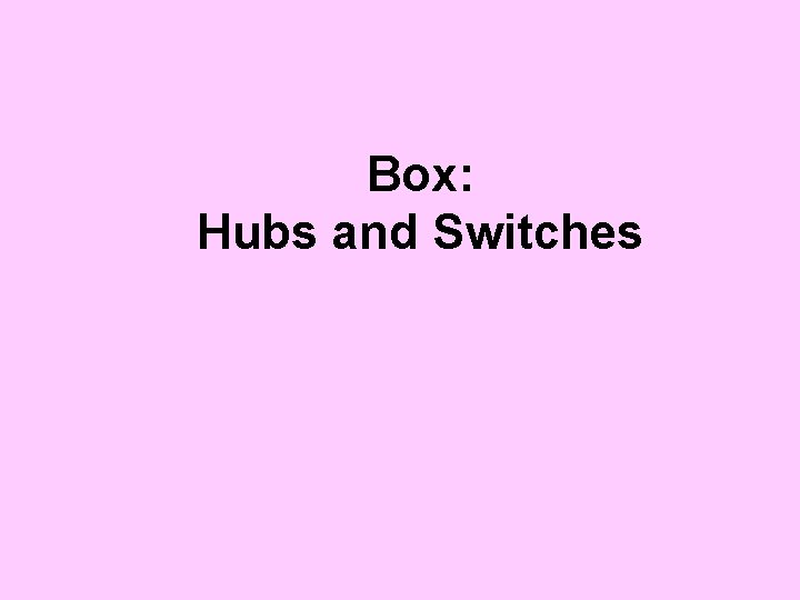 Box: Hubs and Switches 