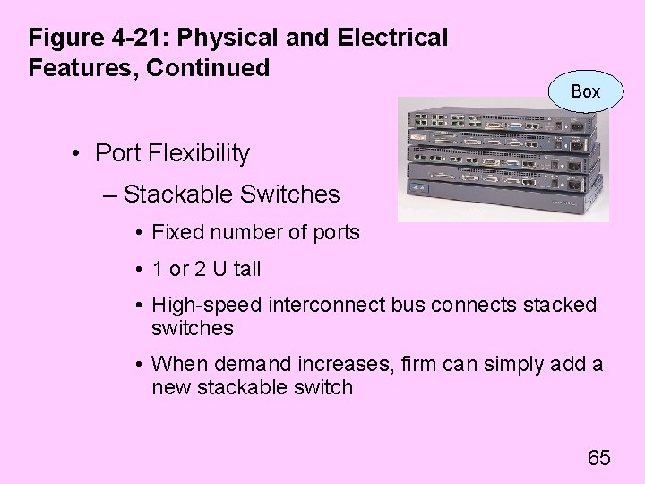 Figure 4 -21: Physical and Electrical Features, Continued Box • Port Flexibility – Stackable