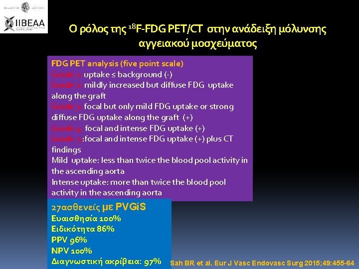 Ο ρόλος της 18 F-FDG PET/CT στην ανάδειξη μόλυνσης αγγειακού μοσχεύματος FDG PET analysis