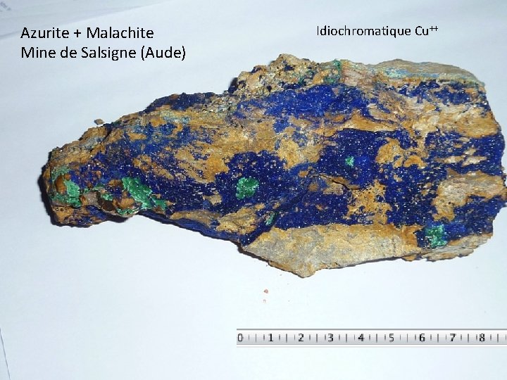 Azurite + Malachite Mine de Salsigne (Aude) Idiochromatique Cu++ 