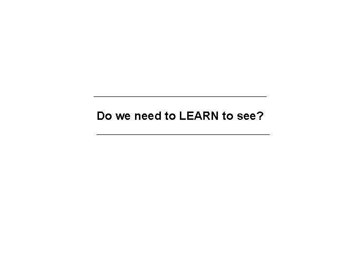 Do we need to LEARN to see? 