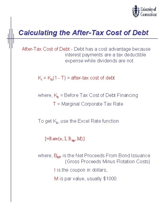 Calculating the After-Tax Cost of Debt - Debt has a cost advantage because interest Calculating the After-Tax Cost of Debt - Debt has a cost advantage because interest