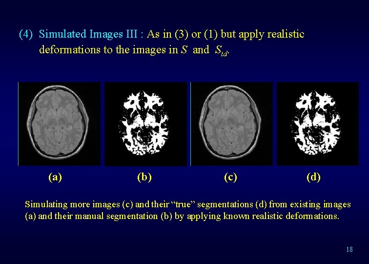 (4) Simulated Images III : As in (3) or (1) but apply realistic deformations