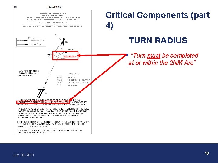 Critical Components (part 4) TURN RADIUS § “Turn must be completed at or within
