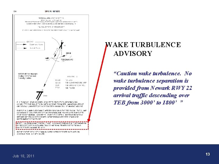 WAKE TURBULENCE ADVISORY “Caution wake turbulence. No wake turbulence separation is provided from Newark