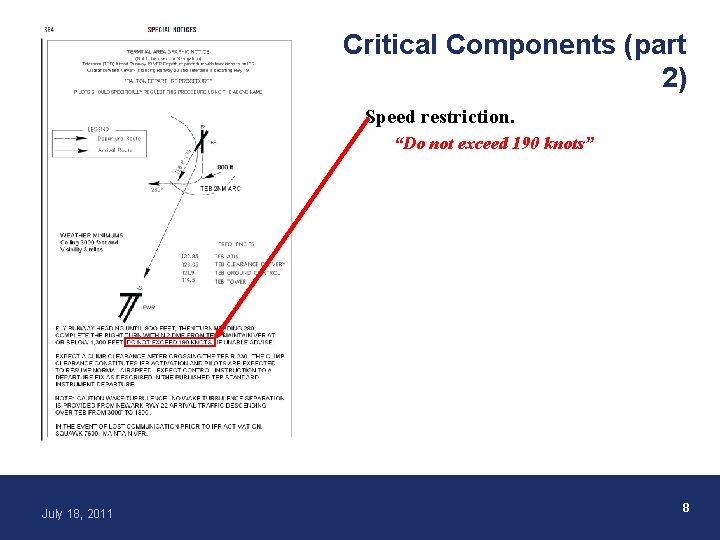 Critical Components (part 2) Speed restriction. “Do not exceed 190 knots” July 18, 2011
