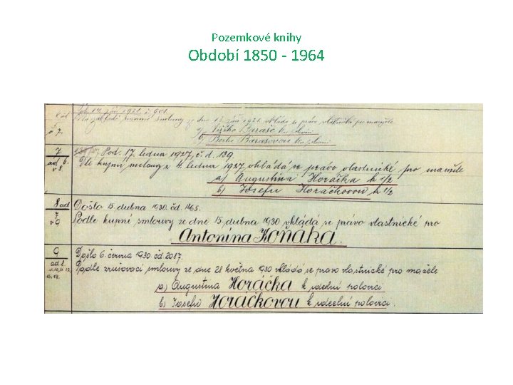 Pozemkové knihy Období 1850 - 1964 