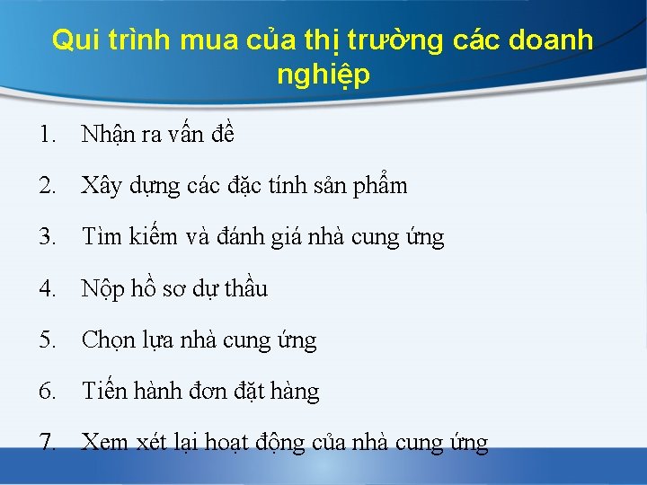 Qui trình mua của thị trường các doanh nghiệp 1. Nhận ra vấn đề