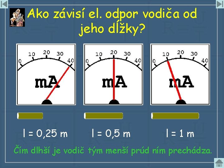 Ako závisí el. odpor vodiča od jeho dĺžky? l = 0, 25 m l