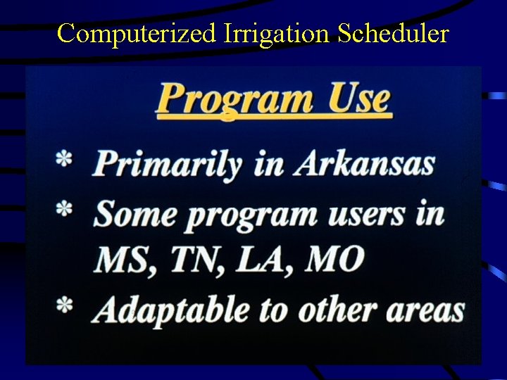 Computerized Irrigation Scheduler 