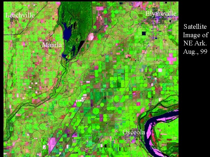 Blytheville Leachville Satellite Image of NE Ark. Aug. , 99 Manila Osceola 