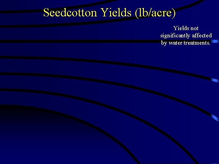 Seedcotton Yields (lb/acre) Yields not significantly affected by water treatments. 