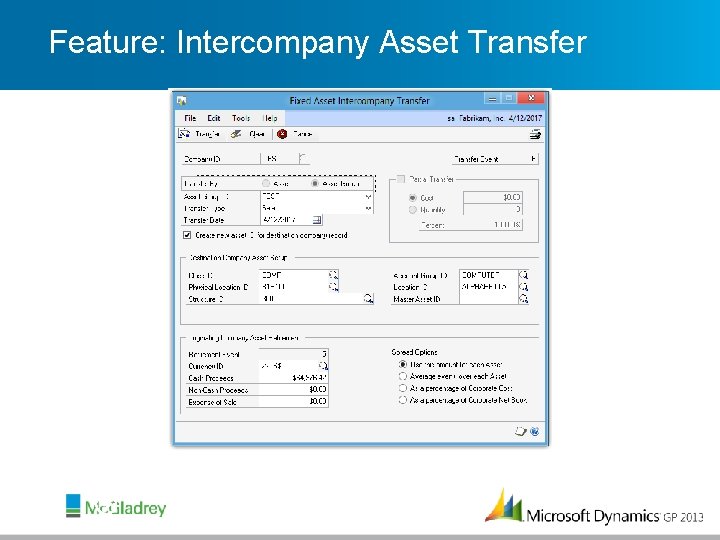 Feature: Intercompany Asset Transfer 