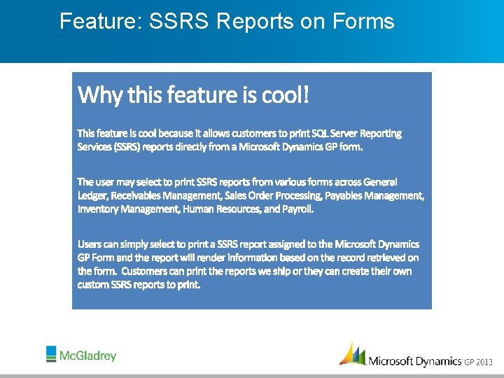 Feature: SSRS Reports on Forms 