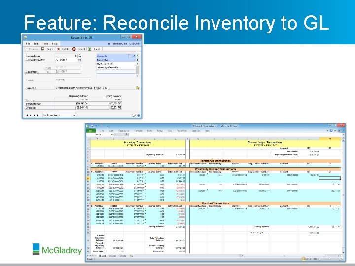 Feature: Reconcile Inventory to GL 