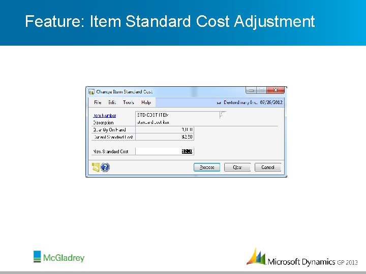 Feature: Item Standard Cost Adjustment 