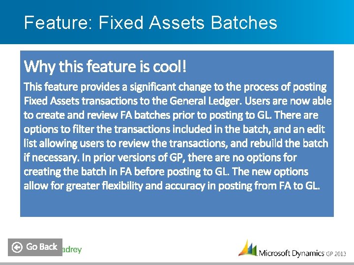 Feature: Fixed Assets Batches 