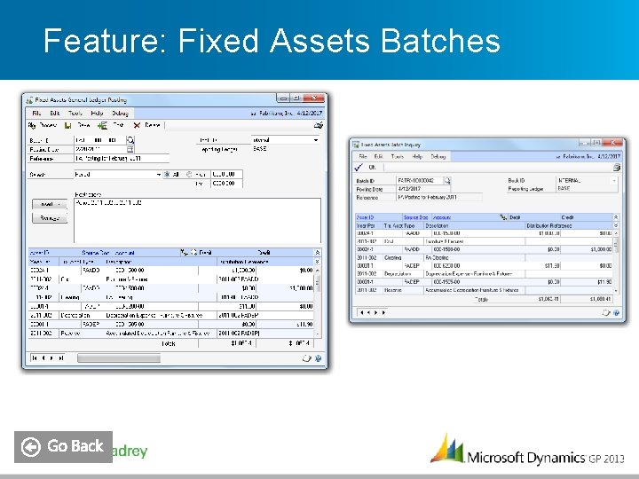 Feature: Fixed Assets Batches 