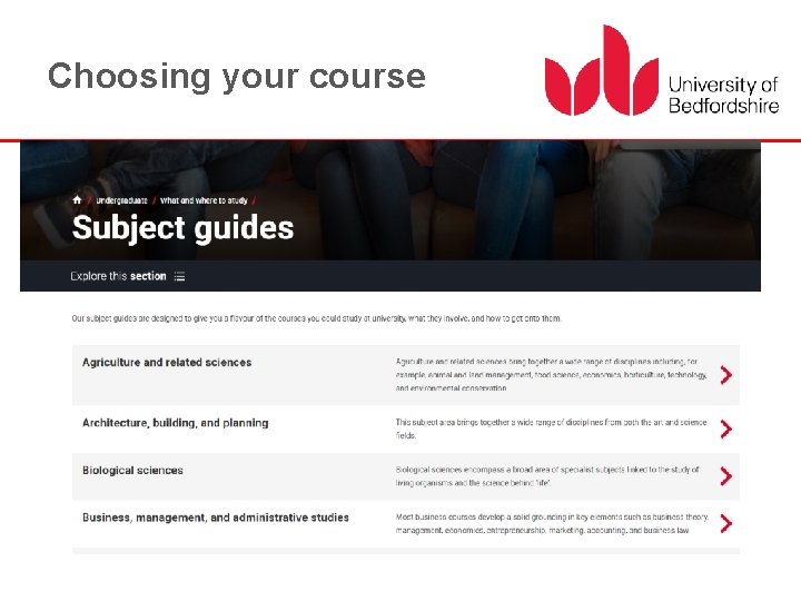 Choosing your course 