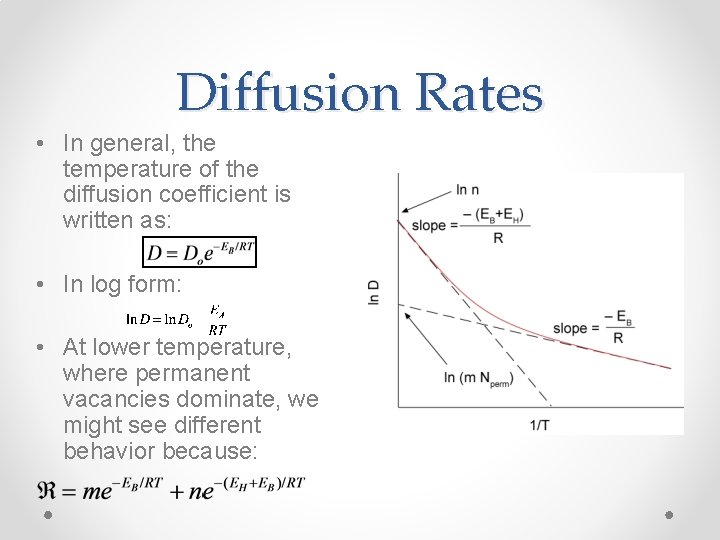 Diffusion Rates • In general, the temperature of the diffusion coefficient is written as: