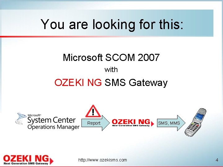You are looking for this: Microsoft SCOM 2007 with OZEKI NG SMS Gateway Report