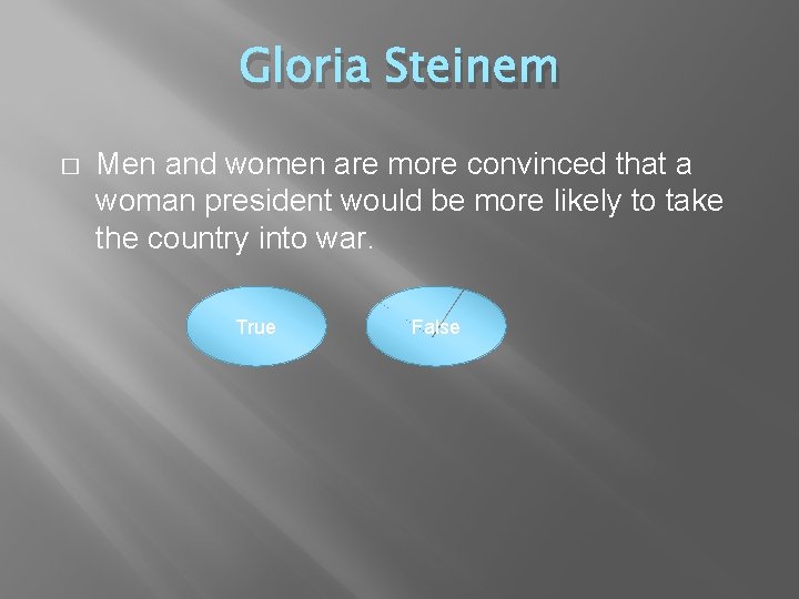 Gloria Steinem � Men and women are more convinced that a woman president would