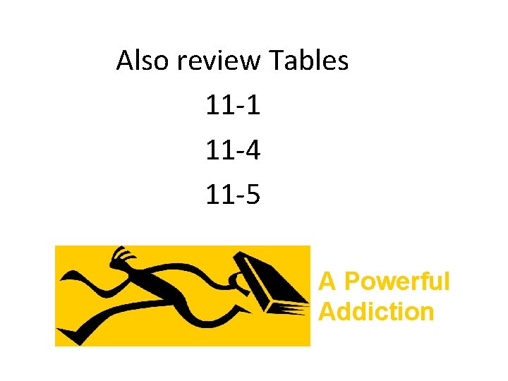 Also review Tables 11 -1 11 -4 11 -5 A Powerful Addiction 