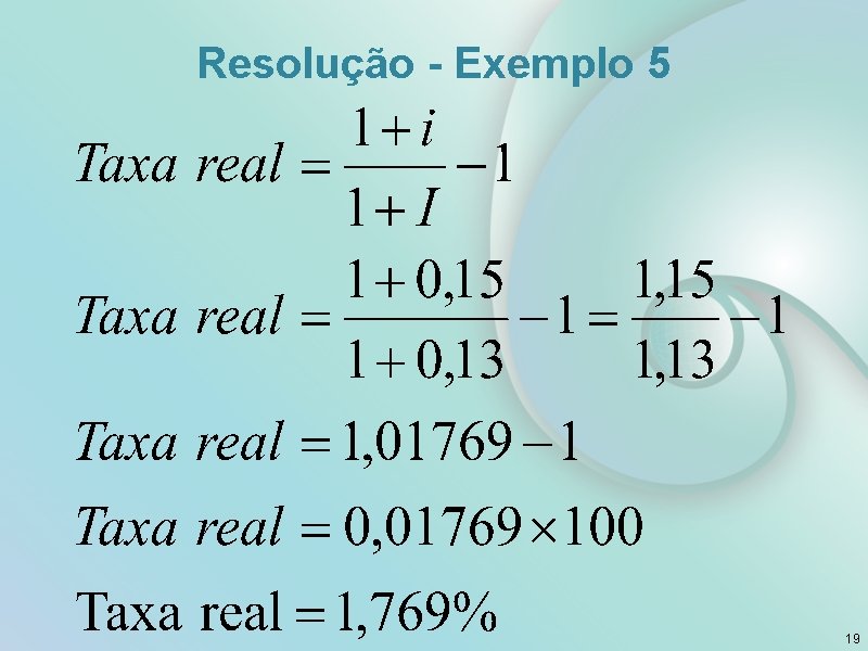 Resolução - Exemplo 5 19 