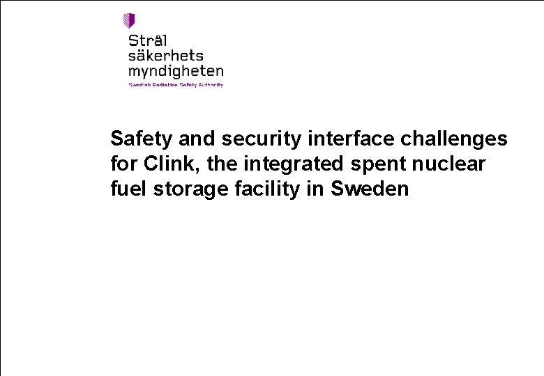 Safety and security interface challenges for Clink, the integrated spent nuclear fuel storage facility