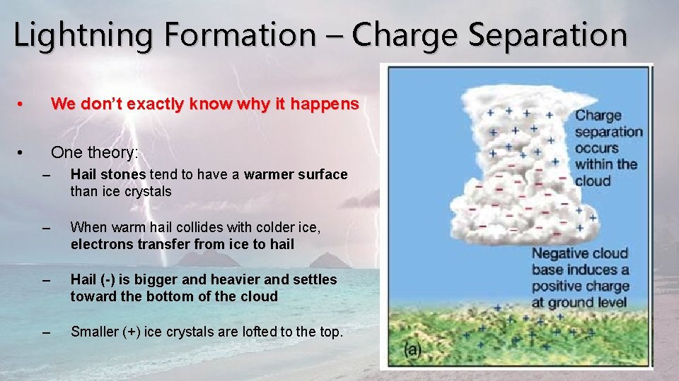 Lightning Formation – Charge Separation • We don’t exactly know why it happens •