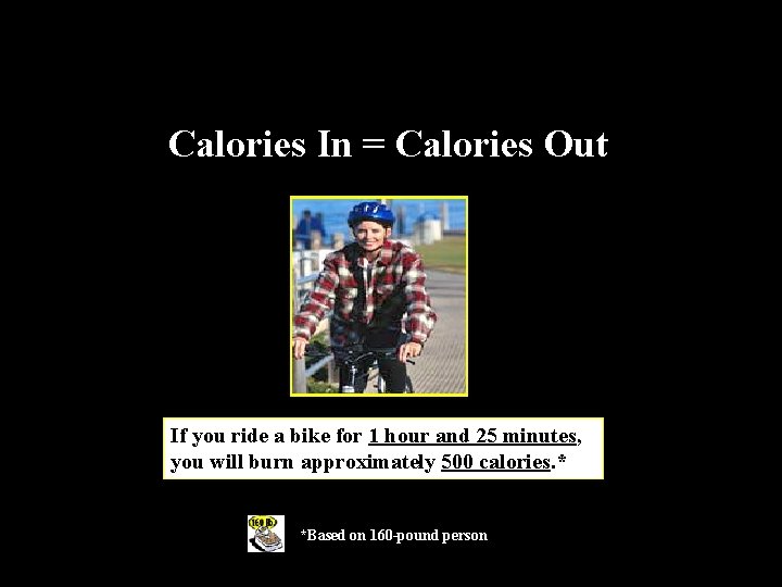 Calories In = Calories Out If you ride a bike for 1 hour and