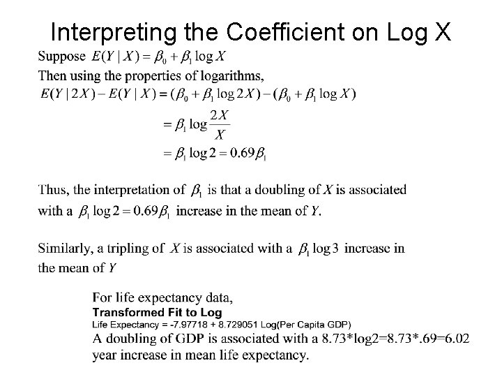 Interpreting the Coefficient on Log X 