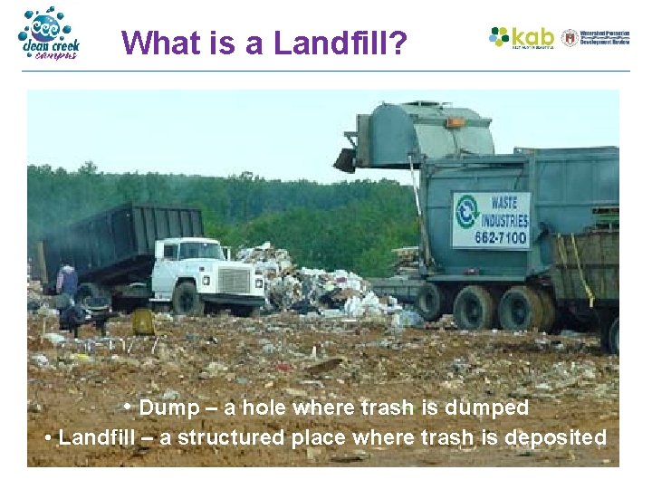What is a Landfill? • Dump – a hole where trash is dumped •