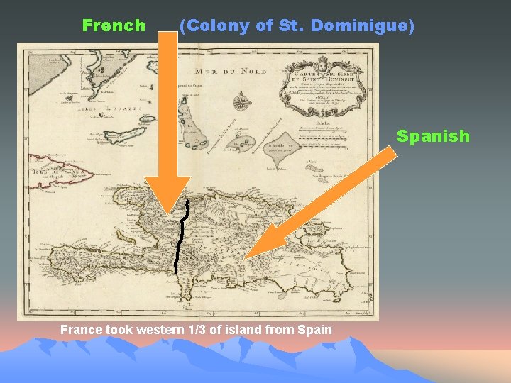 French (Colony of St. Dominigue) Spanish France took western 1/3 of island from Spain