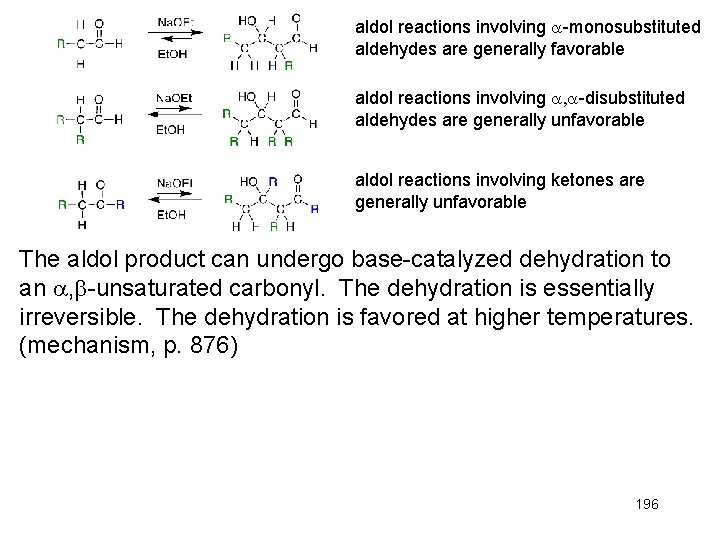 aldol reactions involving -monosubstituted aldehydes are generally favorable aldol reactions involving -disubstituted aldehydes are aldol reactions involving -monosubstituted aldehydes are generally favorable aldol reactions involving -disubstituted aldehydes are